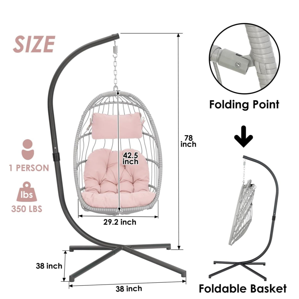 Outdoor Hammock Egg Hanging Chair with Cushion