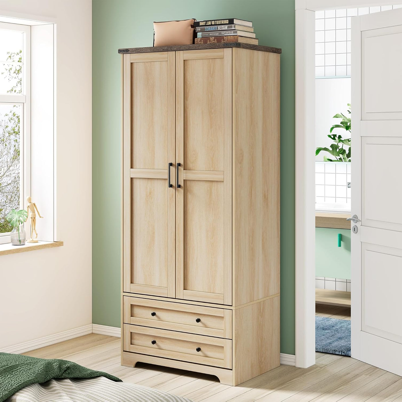 71" Modern Wooden Armoire Wardrobe Closet