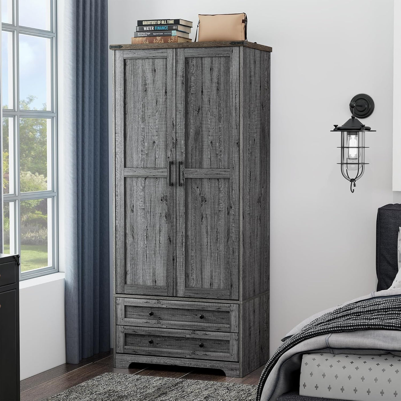 71" Modern Wooden Armoire Wardrobe Closet
