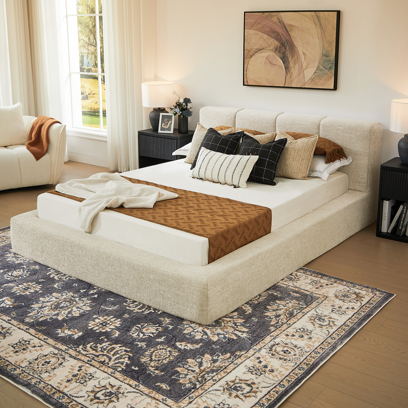 YECHEN Cloud Platform Bed – 15-Min Tool-Free Assembly, CULP® Performance Fabric & Stain-Resistant Cloud Frame