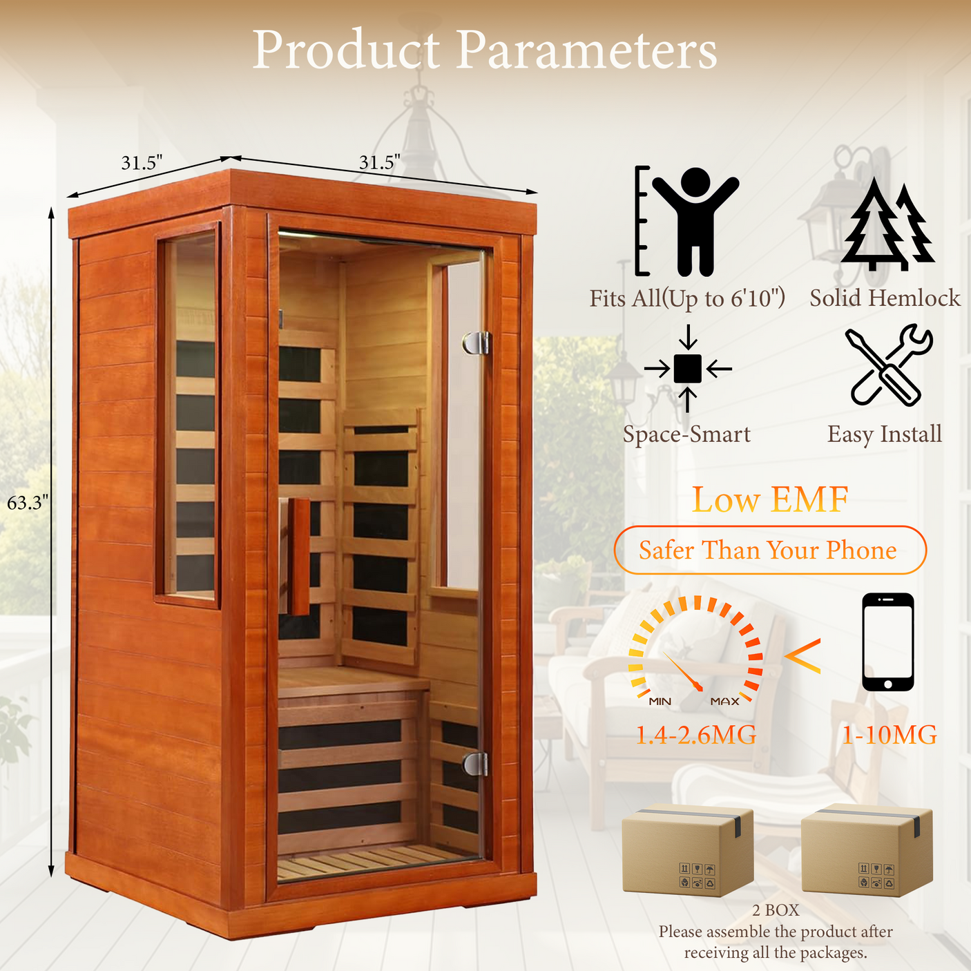 Low EMF Infrared Sauna for Home | 1170W Far Infrared Sauna with Red Light Therapy | 1 Person Carbon Fiber Sauna Room