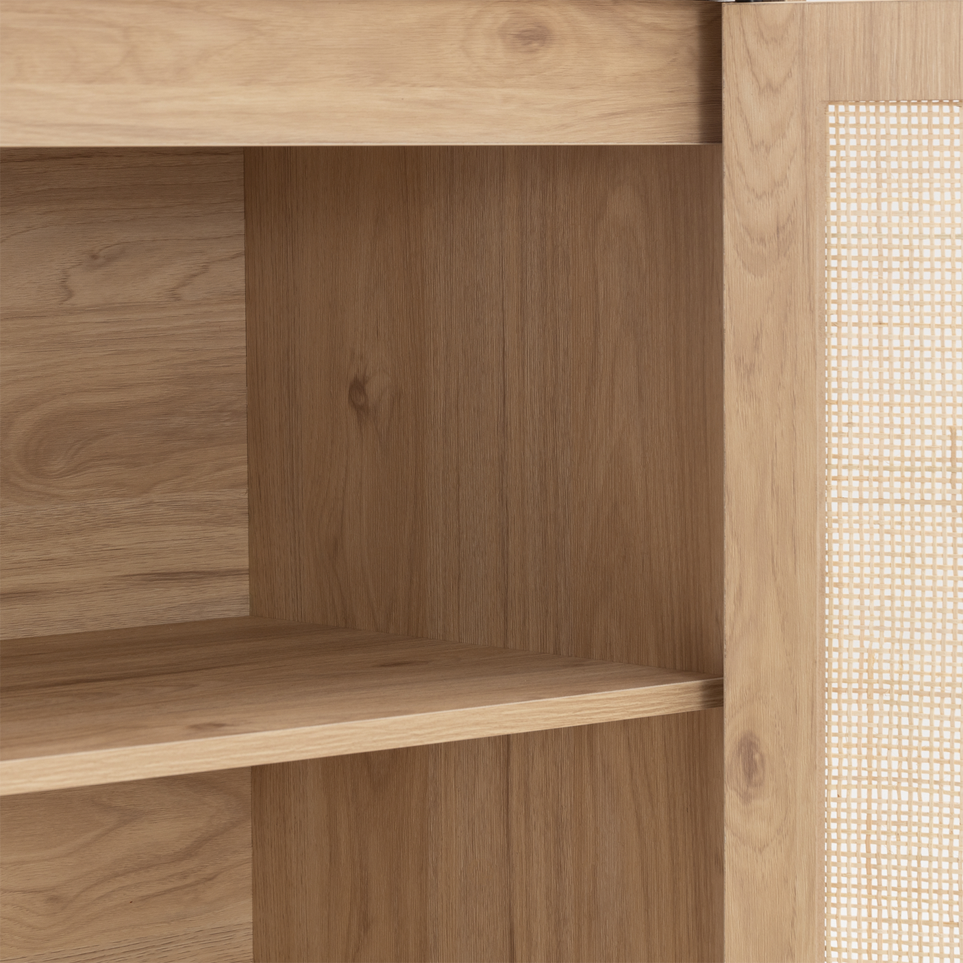 Sideboard Cabinet with Natural Rattan Decorated Doors