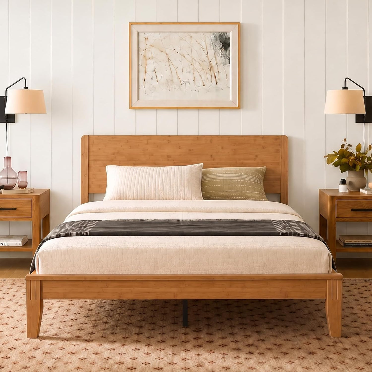 (Pre-Order) Yechen Bamboo Bed Frame | Japandi Platform Bed, 1000lbs, No Box Spring