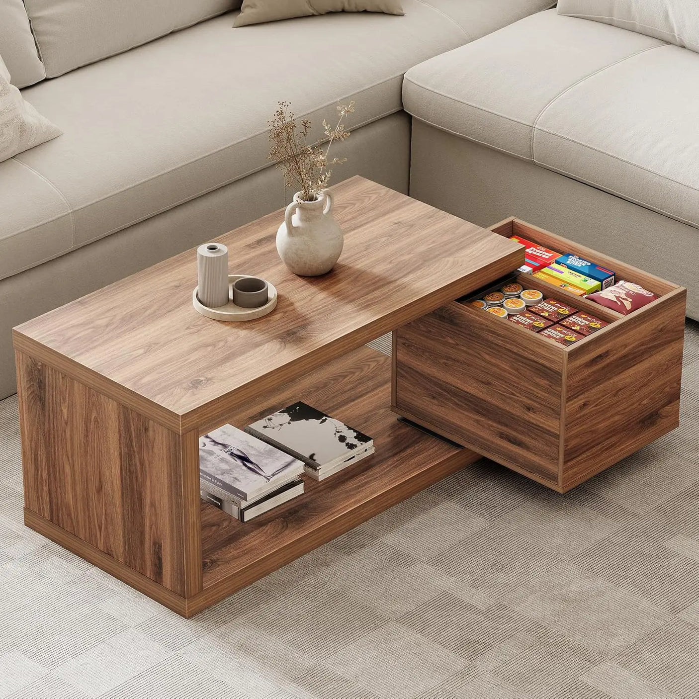 Yechen Modern Coffee Table with Hidden Storage