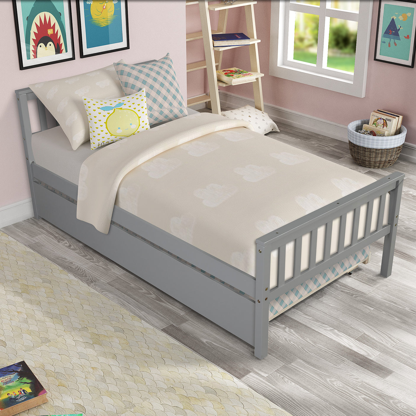 Twin Platform Bed with Trundle