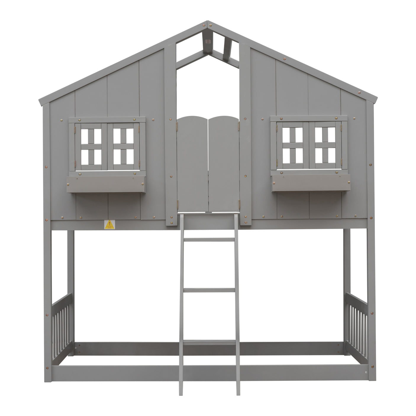 Twin over Twin House Bunk Bed with Roof