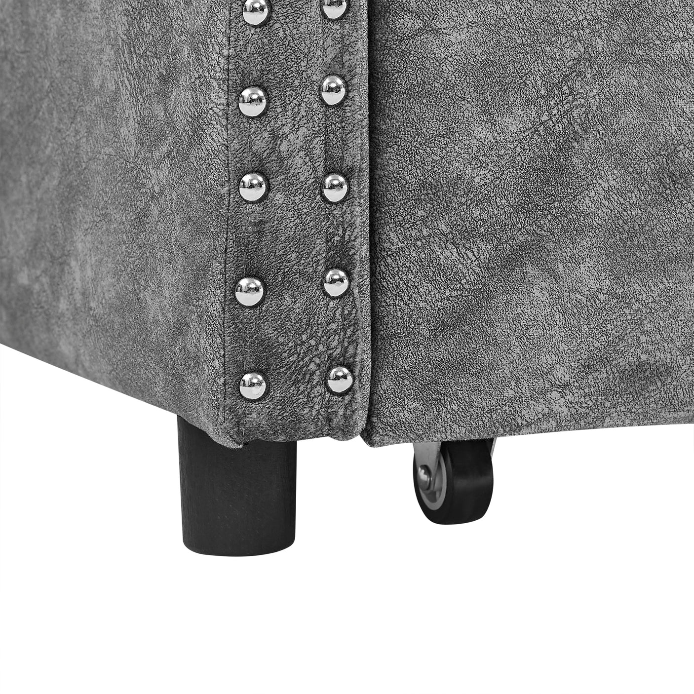 Modern Linen Upholstered Daybed with Double Drawers