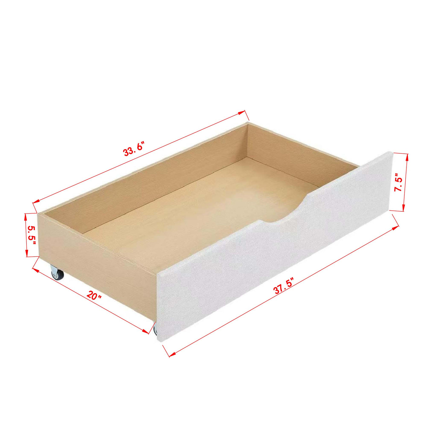 Modern Linen Upholstered Daybed with Double Drawers