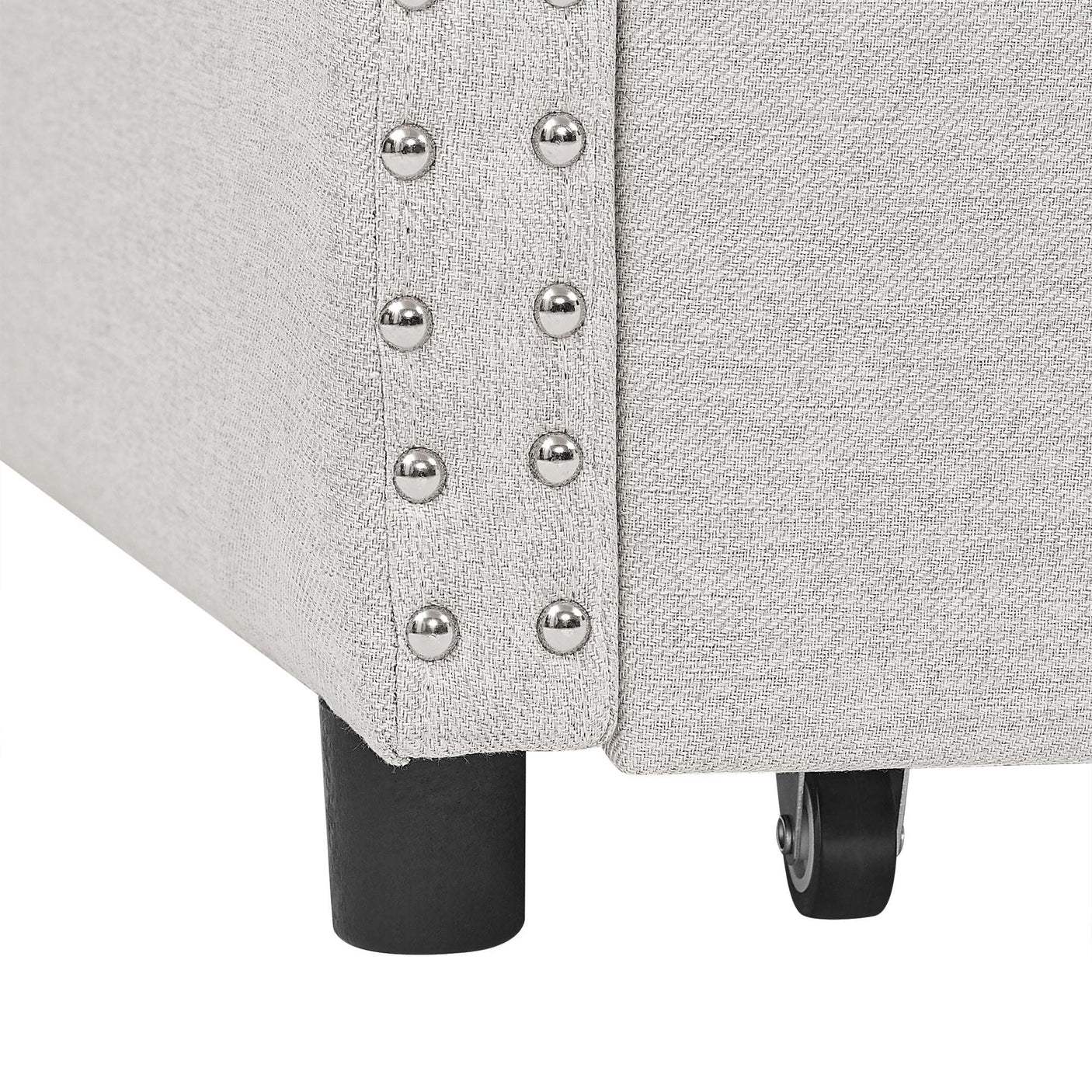 Modern Linen Upholstered Daybed with Double Drawers