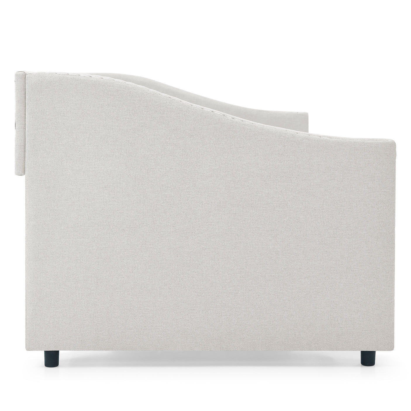 Modern Linen Upholstered Daybed with Double Drawers