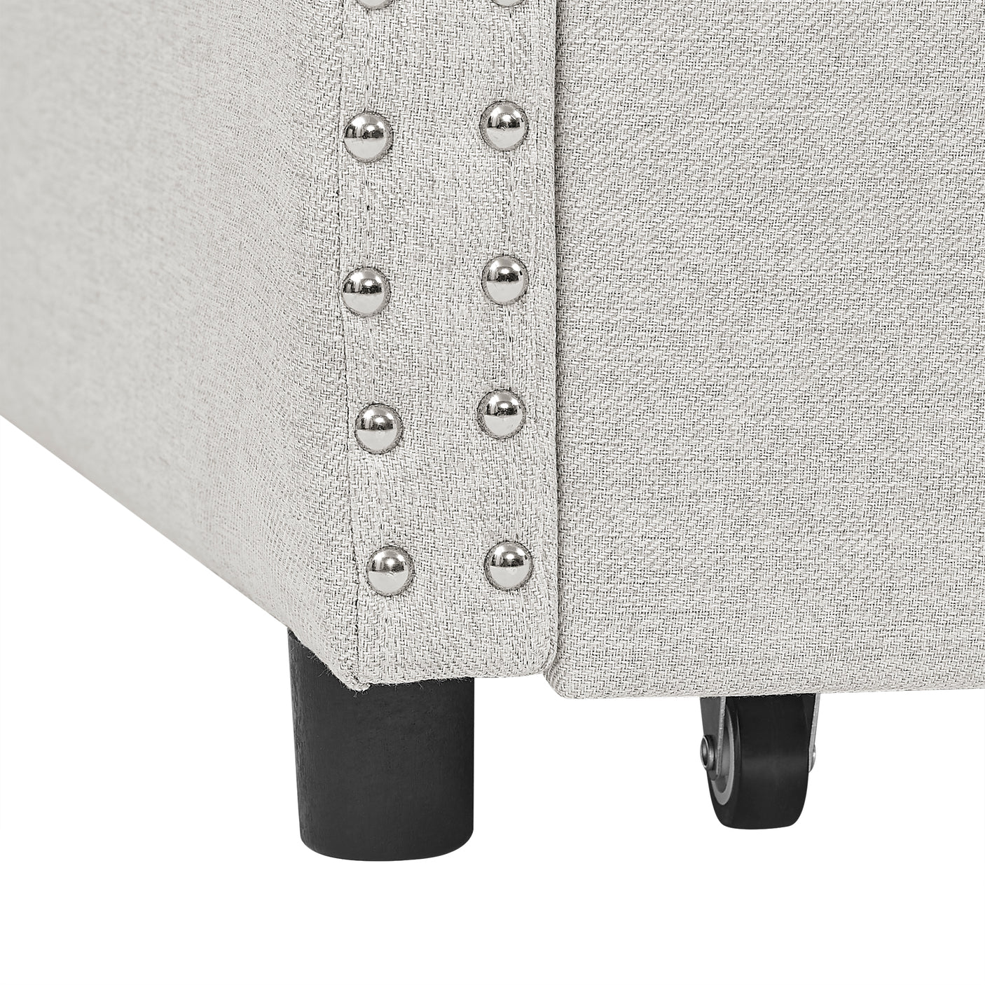 Modern Linen Upholstered Daybed with Double Drawers