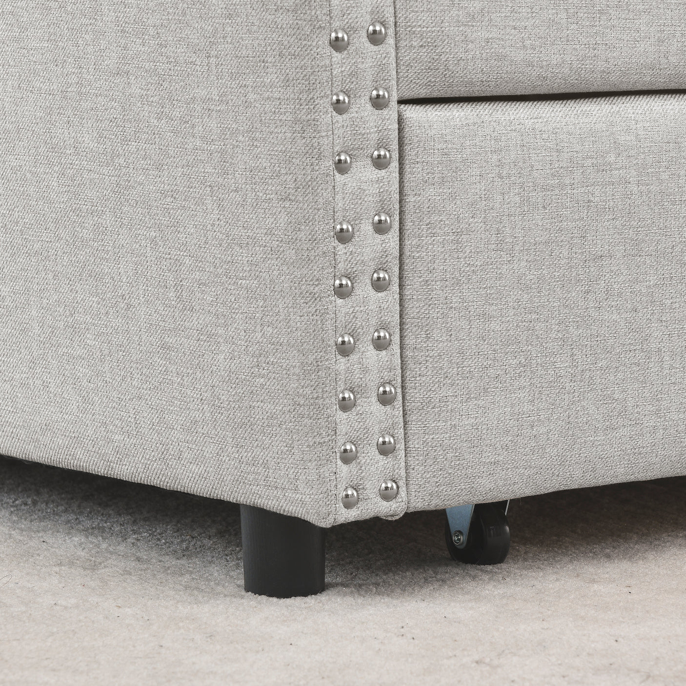 Modern Linen Upholstered Daybed with Double Drawers