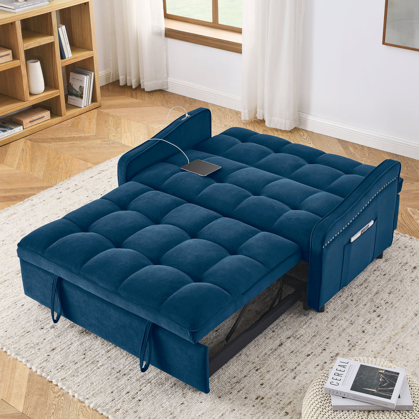 69'' 3-in-1 Folding Convertible Loveseats Sofa Bed