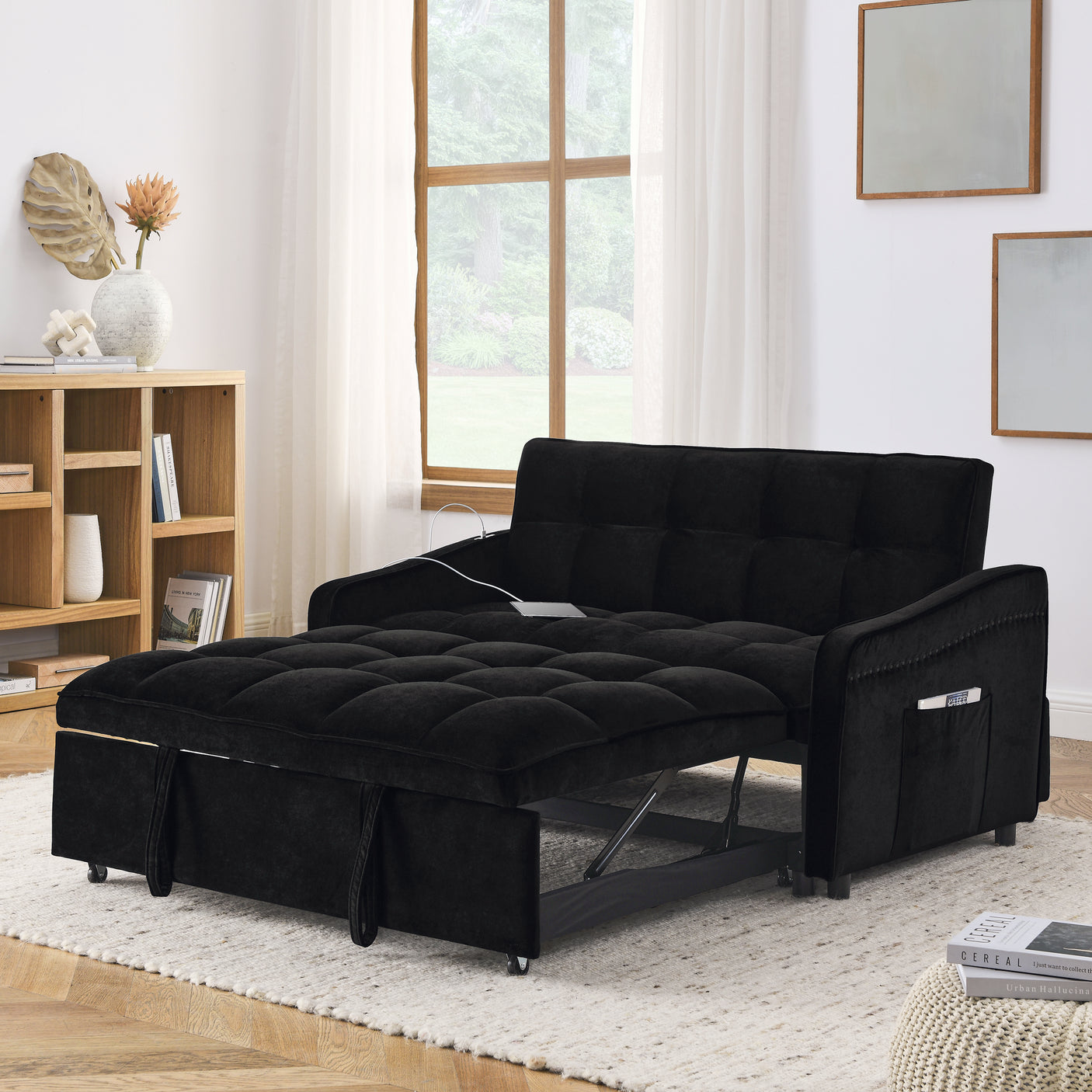 69'' 3-in-1 Folding Convertible Loveseats Sofa Bed