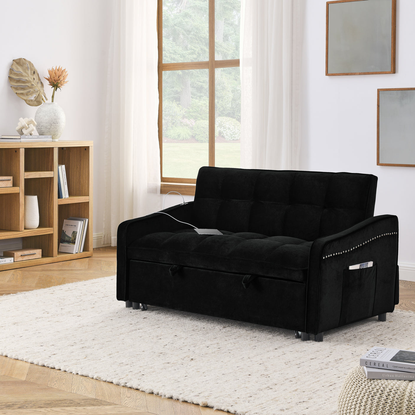 69'' 3-in-1 Folding Convertible Loveseats Sofa Bed