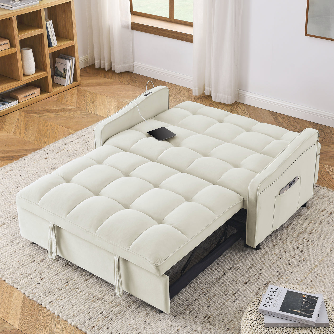 69'' 3-in-1 Folding Convertible Loveseats Sofa Bed