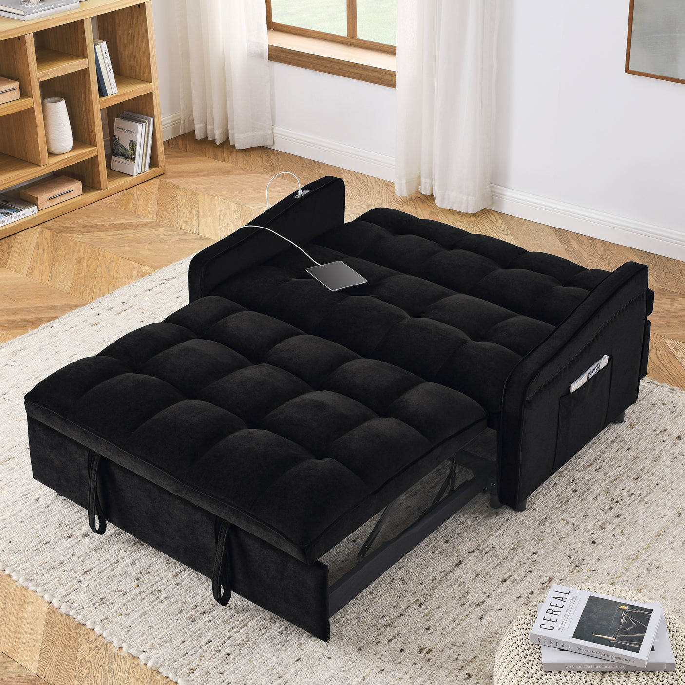 69'' 3-in-1 Folding Convertible Loveseats Sofa Bed