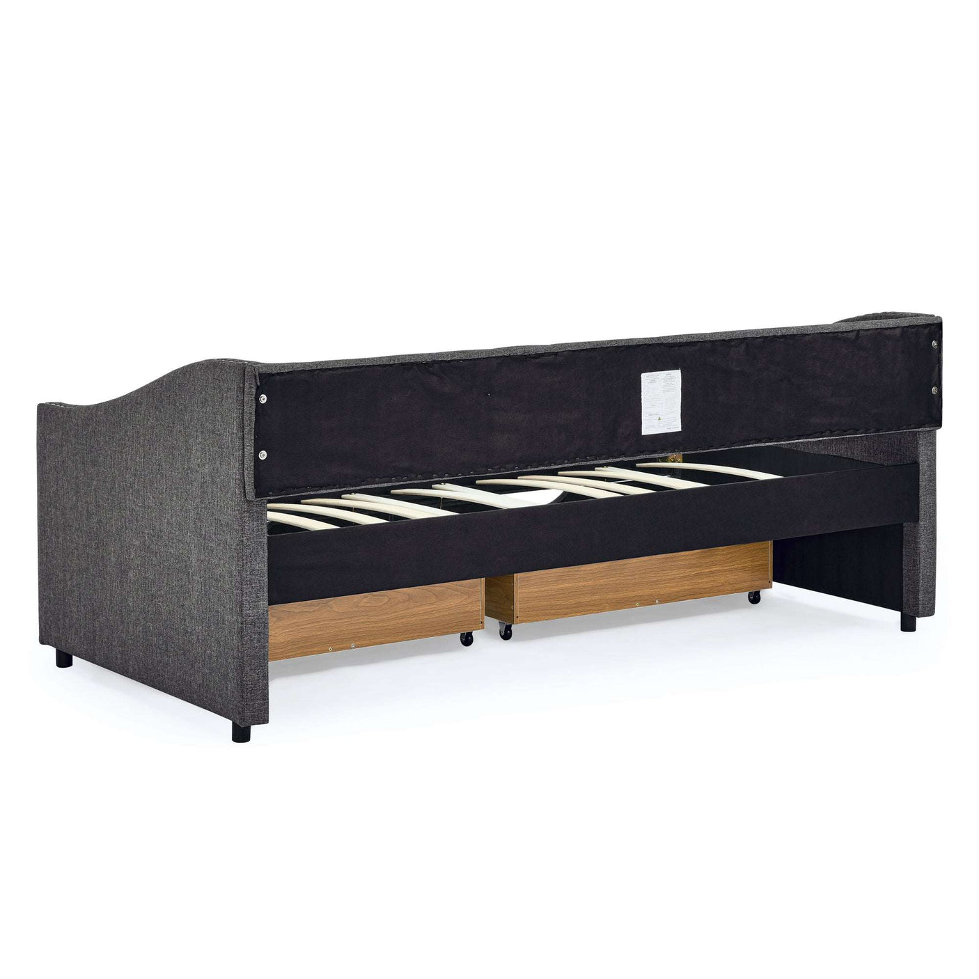 Modern Linen Upholstered Daybed with Double Drawers