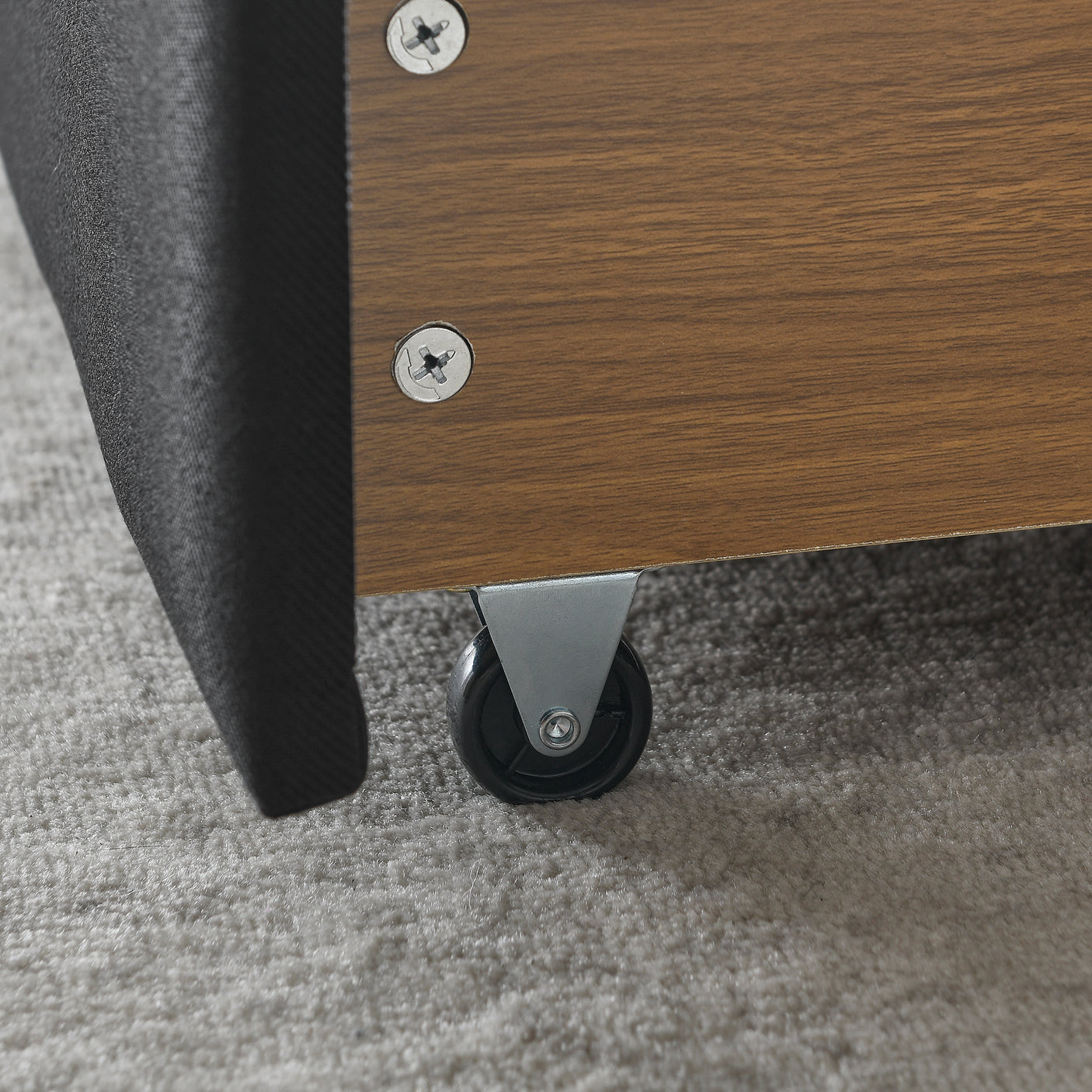 Modern Linen Upholstered Daybed with Double Drawers