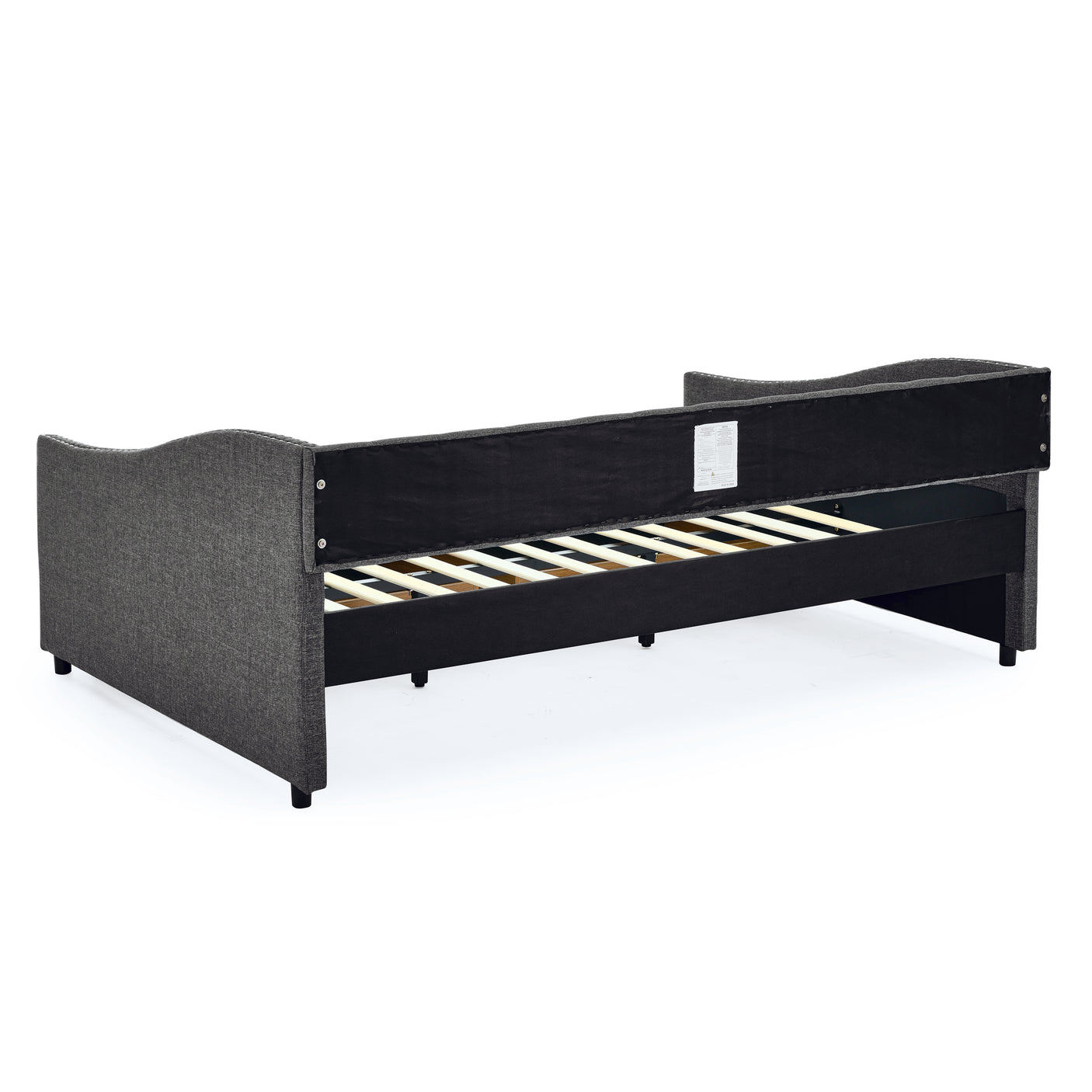 Modern Linen Upholstered Daybed with Double Drawers