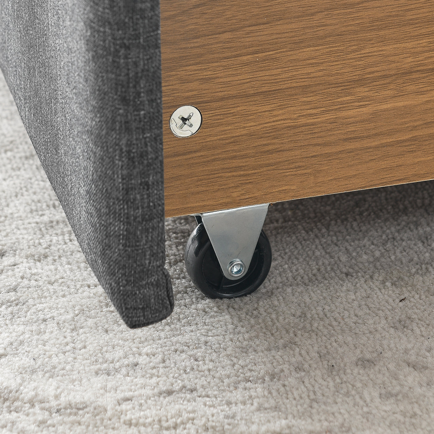 Modern Linen Upholstered Daybed with Double Drawers