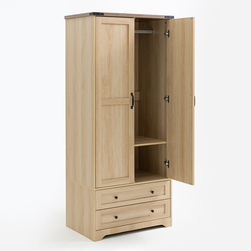 71" Modern Wooden Armoire Wardrobe Closet with Drawers & Shelves