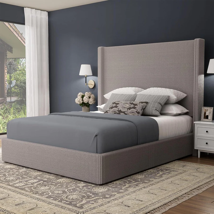 Yechen 58" Wingback Platform Bed Frame with Hydraulic Lift Storage