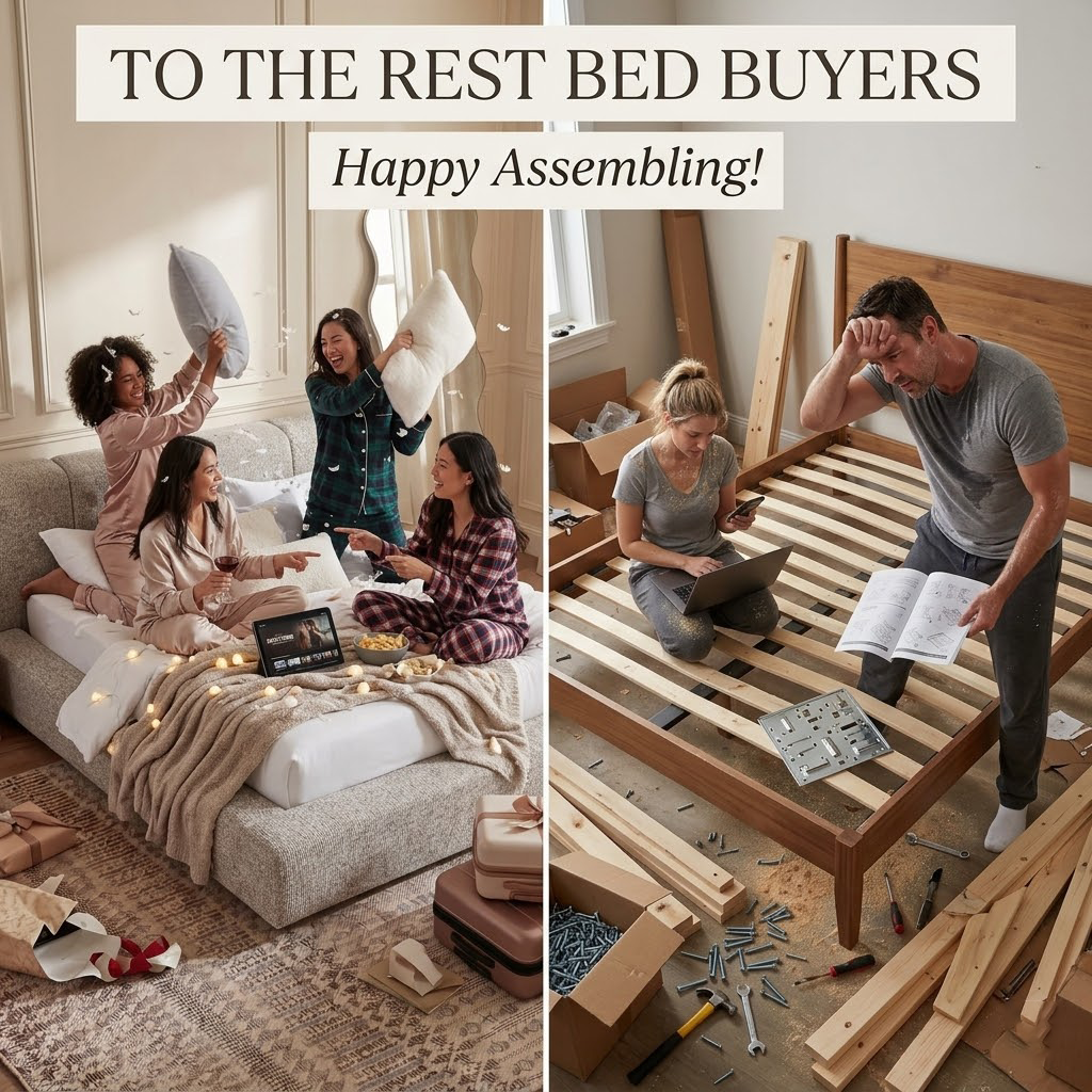 Cloud Bed Frame - Queen Upholstered Linen Platform Bed Frame, 1-Minute Tool-Free Setup, Modern Padded Headboard Mattress Foundation, Supportive Dual-Core Silent Bed Frame