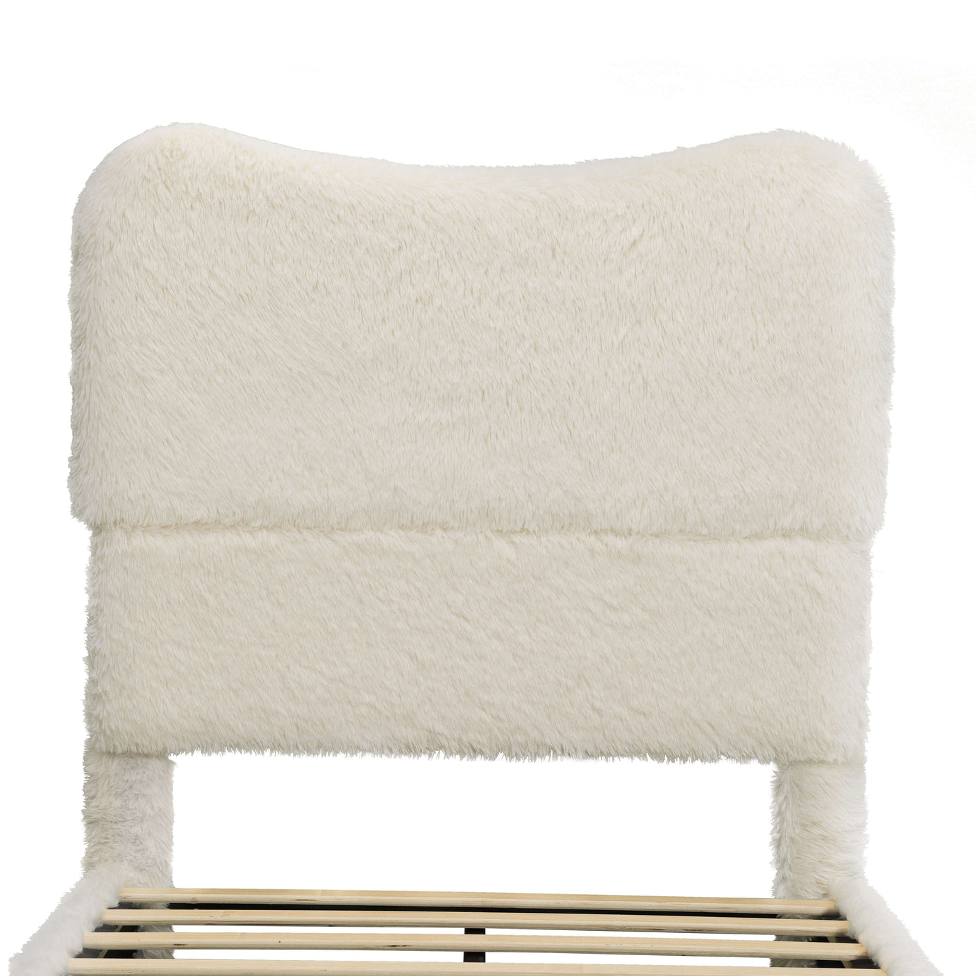 Boho Boucle Cloud Upholstered Platform Bed - Fluffy Soft Bed Frame with Rounded Corners