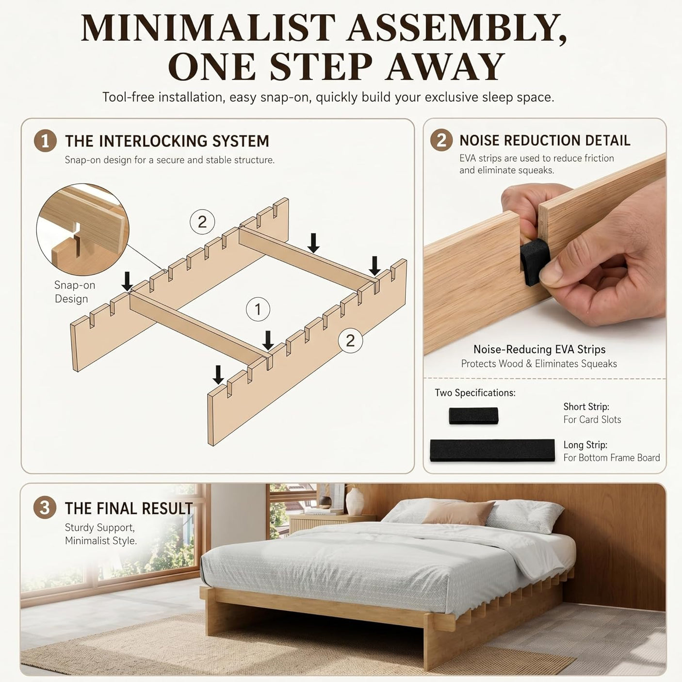 Yechen Solid Oak Platform Bed Frame | Dovetail Joinery, Wooden Slats, No Box Spring Needed