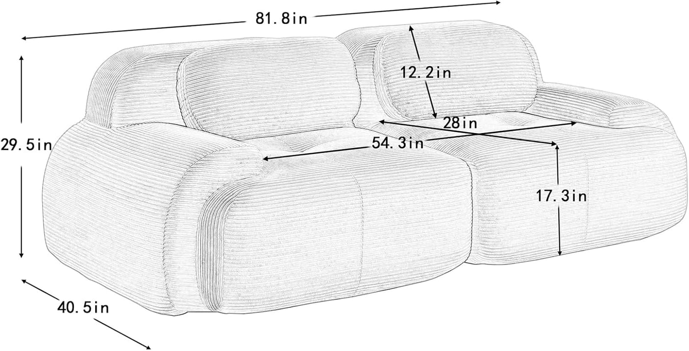 Corduroy Cloud Modular Sectional Sofa - No Assembly Required
