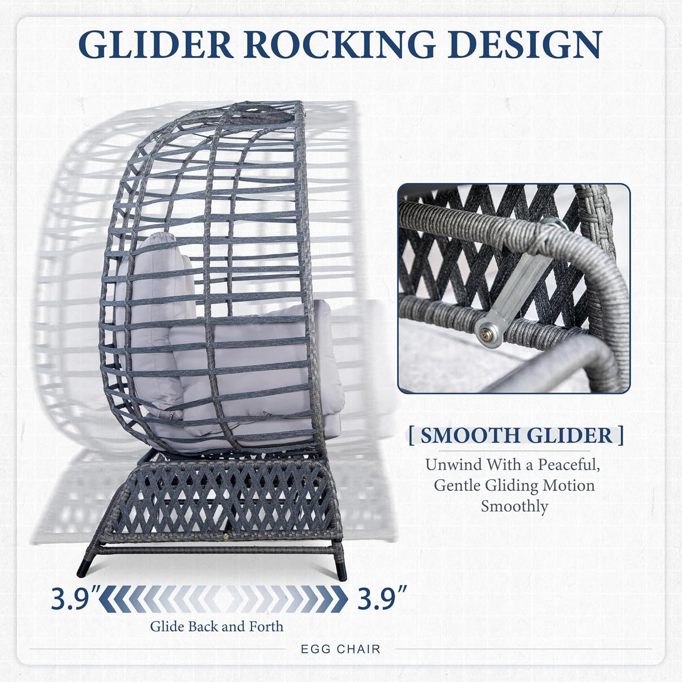 Outdoor Gliding Rocking Steel Stand Double Egg Chair