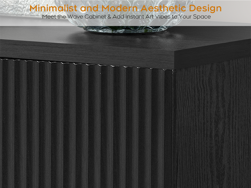 4 Doors Accent Fluted Sideboard Buffet Storage Cabinet