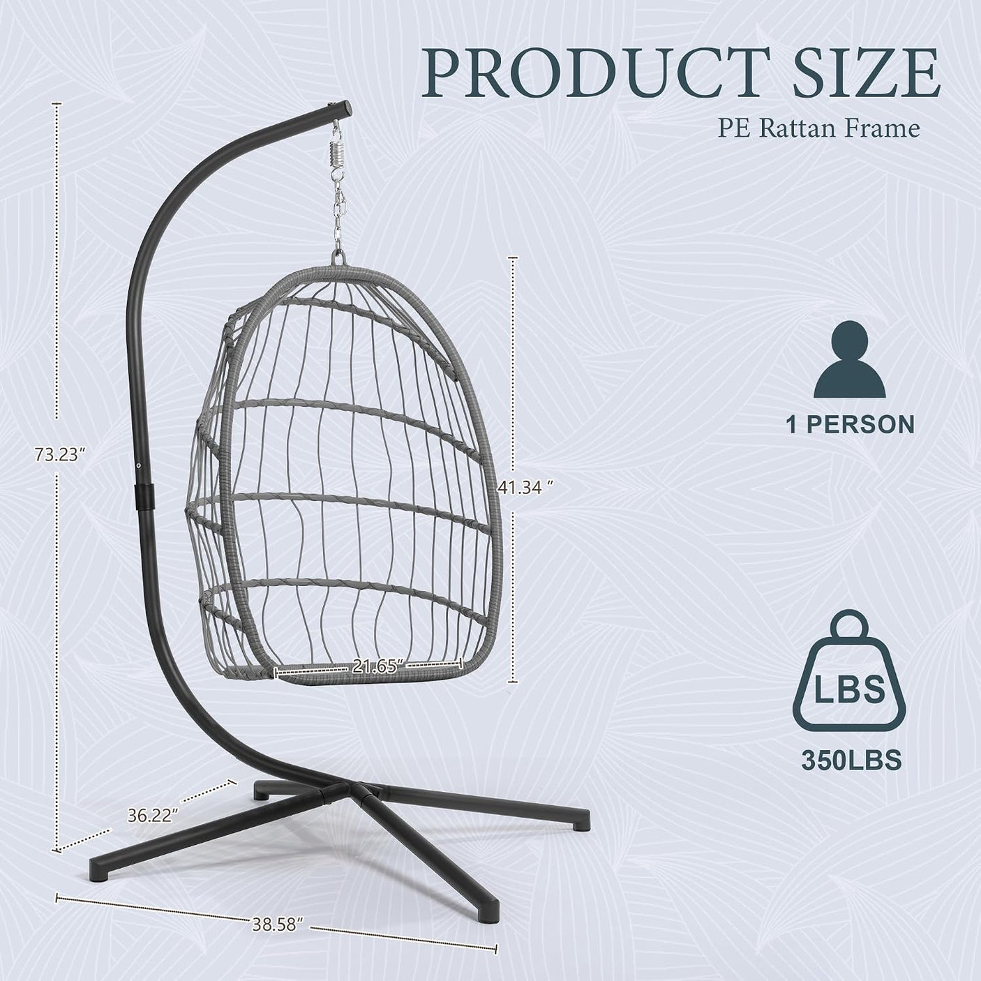 Egg Hanging Chair with Stand & Cushion | Patio & Bedroom, Dark Blue