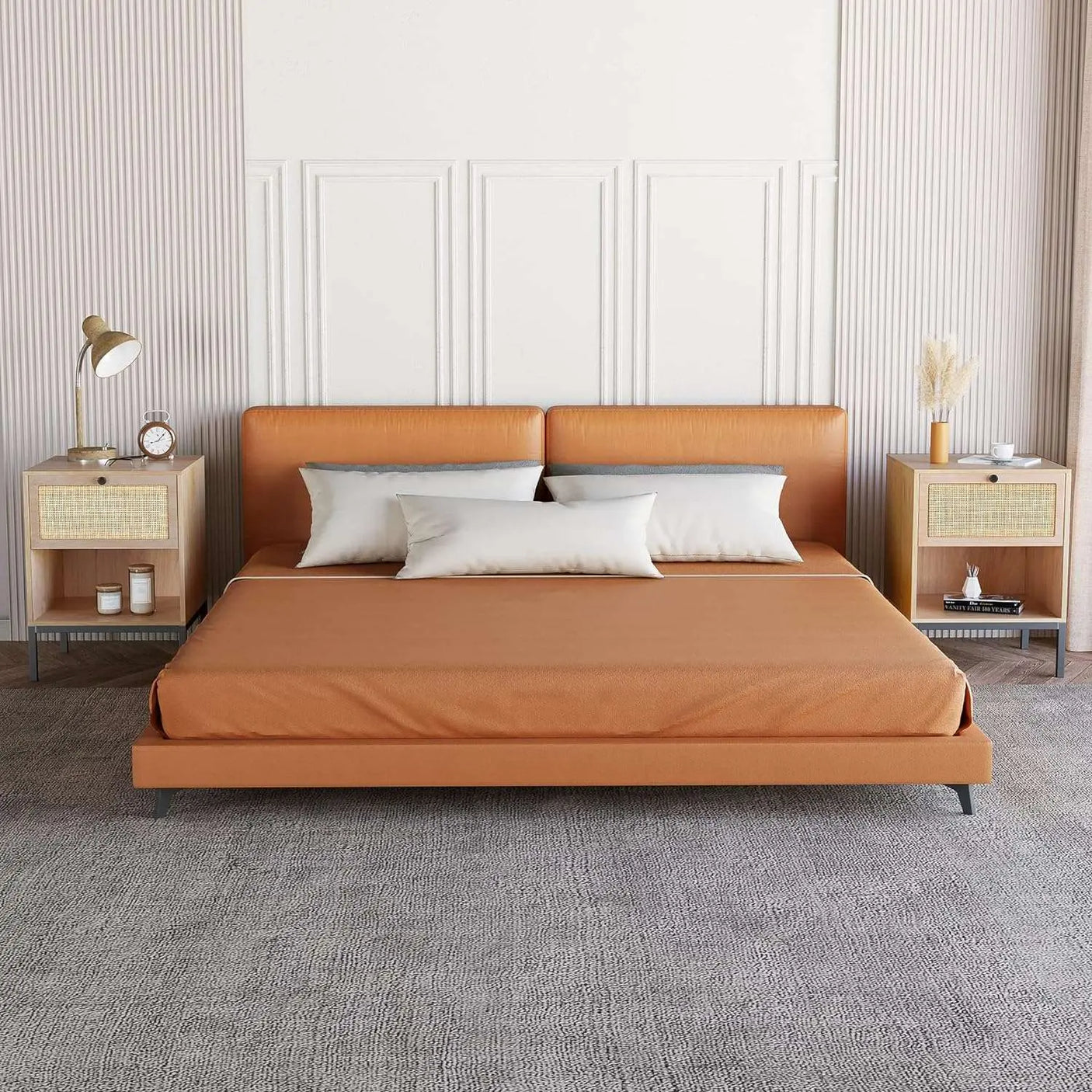 Boho Rattan Drawers Sidetable Nightstand 2 Packs