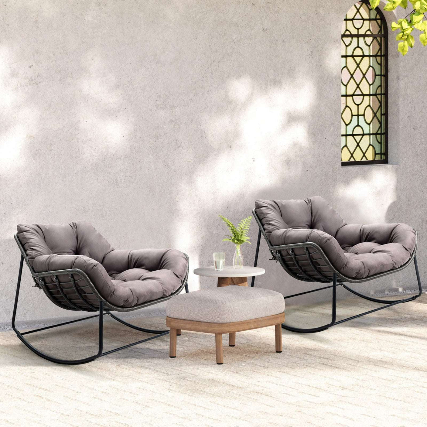 Cozy Wicker Outdoor Rocking Chair