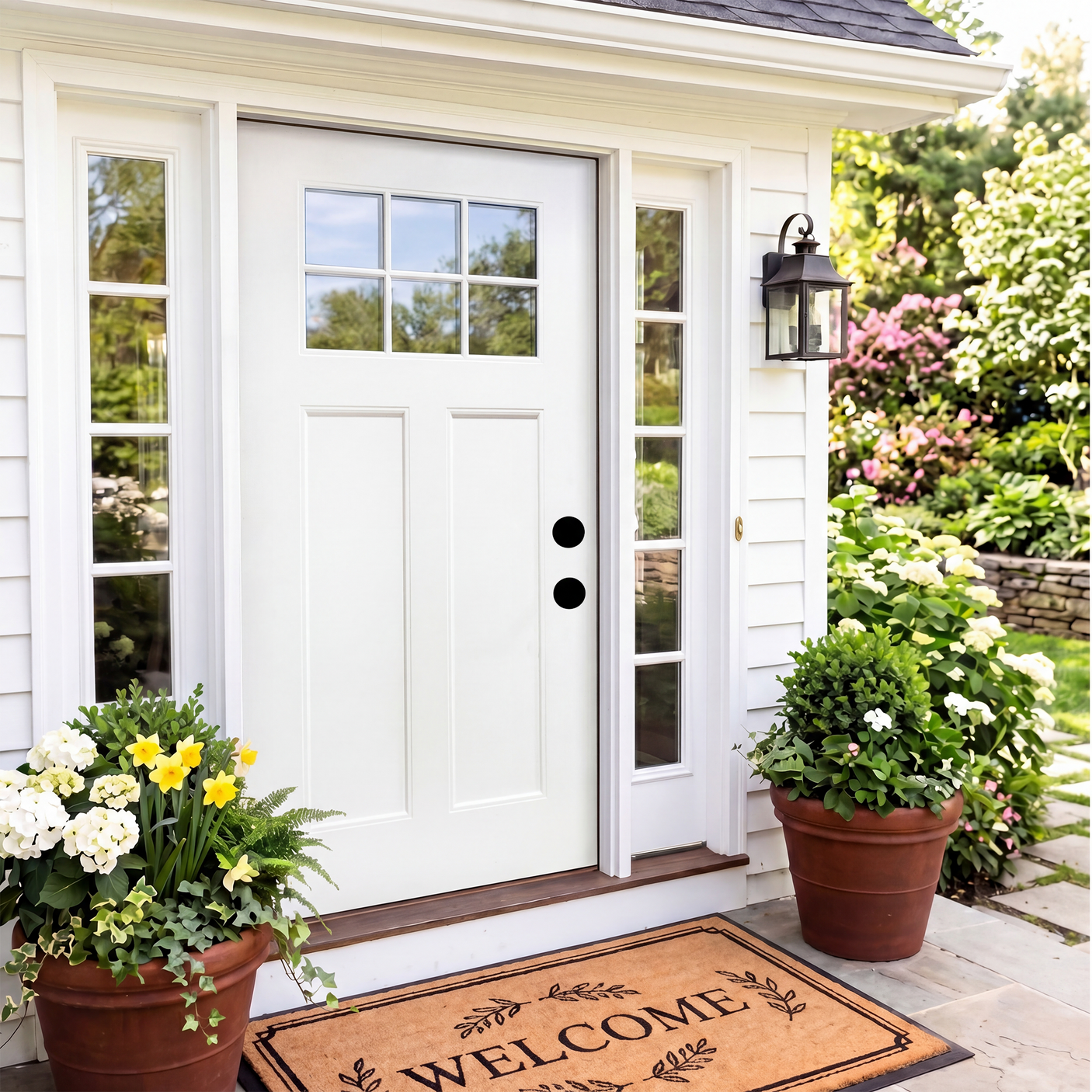 36" x 80" Fiberglass Modern Textured Entry Door (White-08) Left /Right Hand Inswing