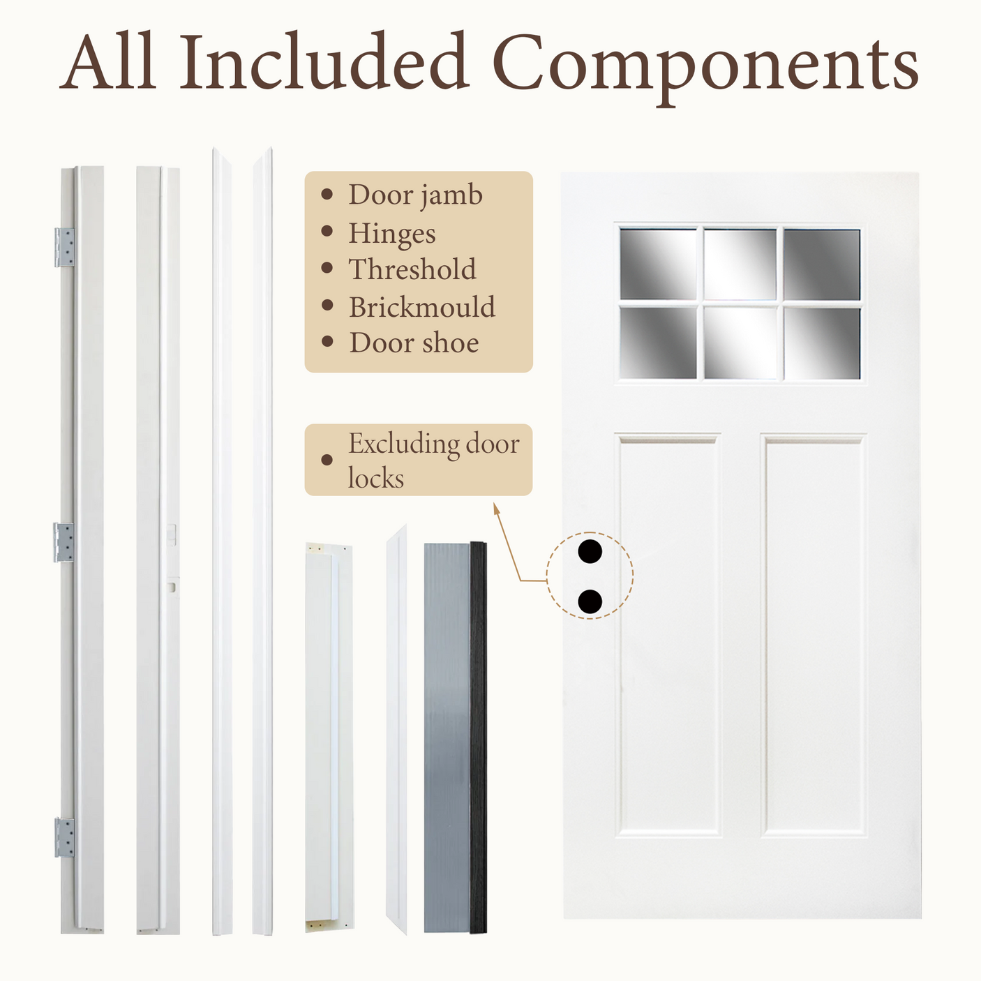 36" x 80" Fiberglass Modern Textured Entry Door (White-08) Left /Right Hand Inswing