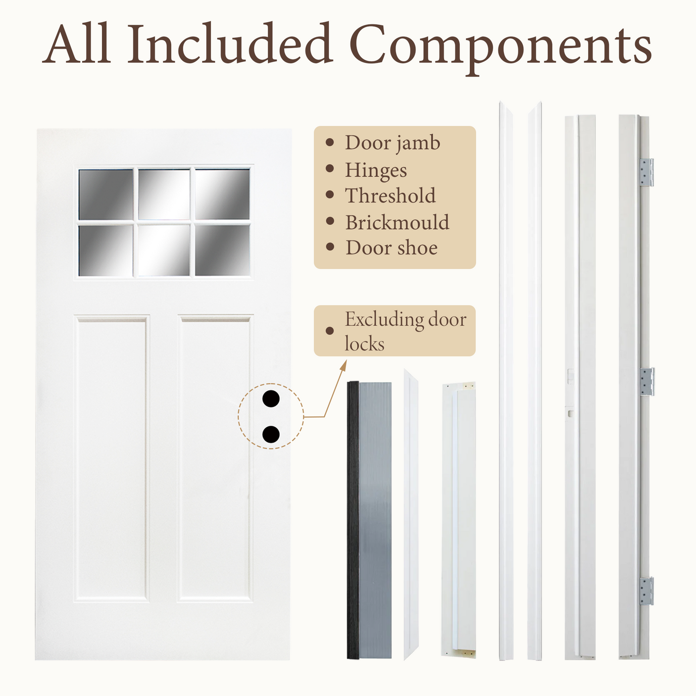 36" x 80" Fiberglass Modern Textured Entry Door (White-08) Left /Right Hand Inswing