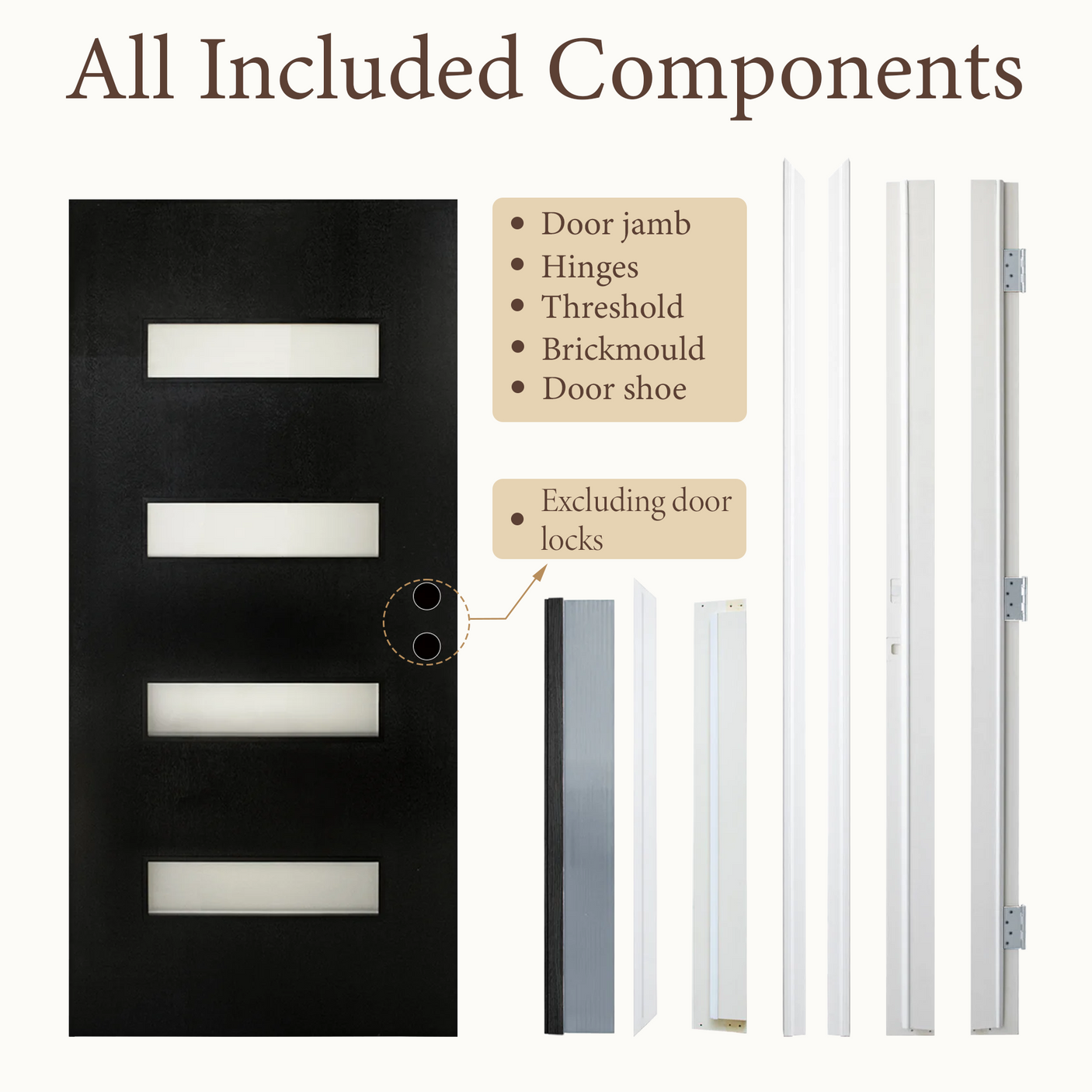 36x80 Black Fiberglass Entry Door with Frosted Glass | Left Inswing