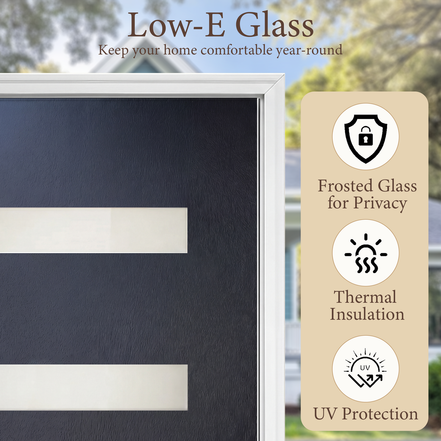 36x80 Black Fiberglass Entry Door with Frosted Glass | Left Inswing