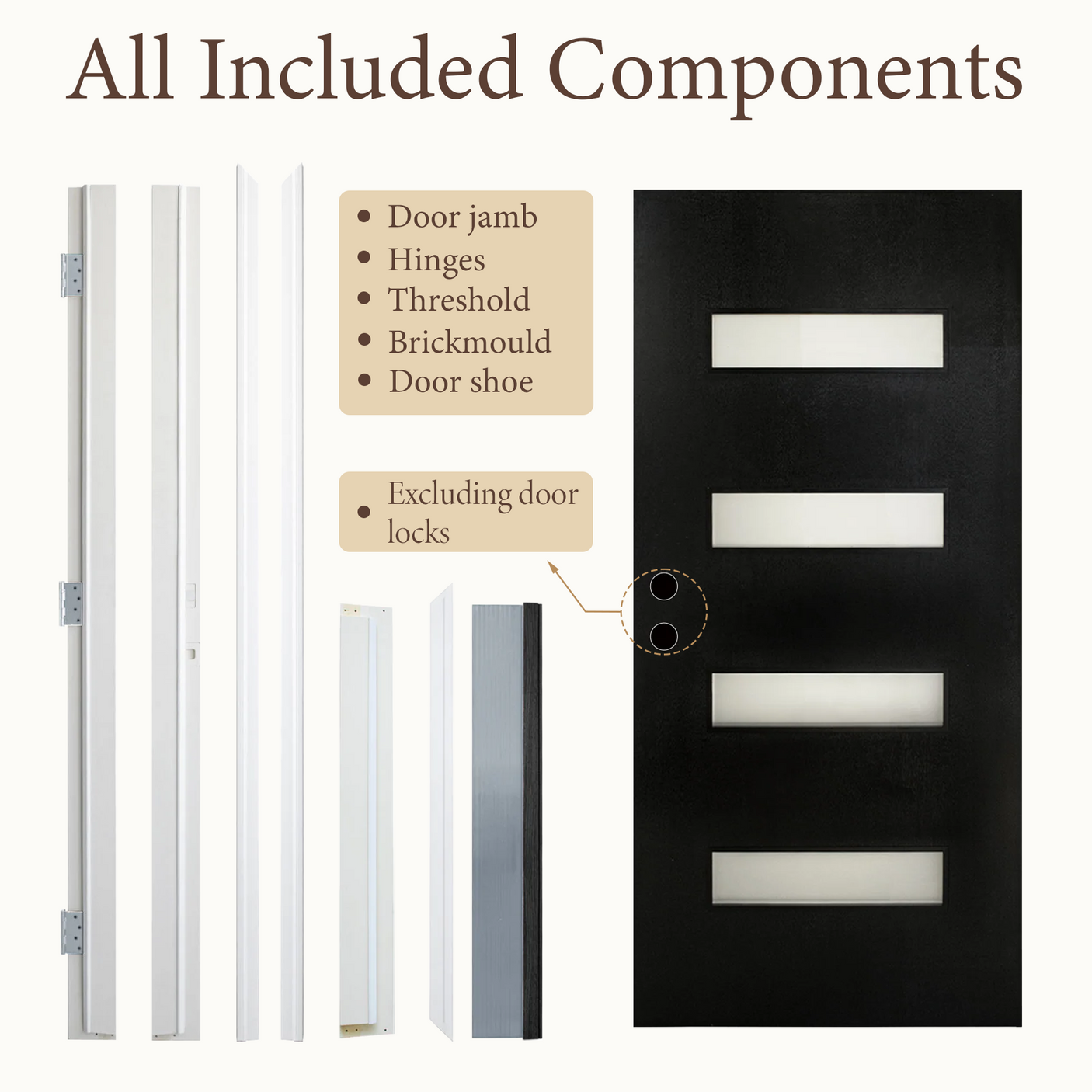 36x80 Black Fiberglass Entry Door with Frosted Glass | Right Inswing