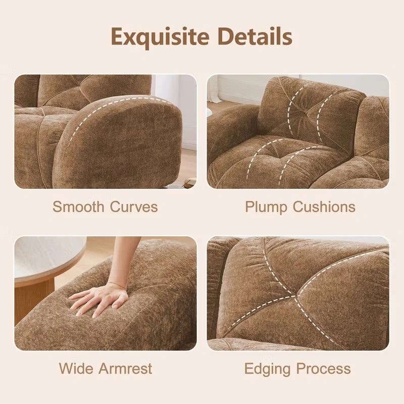 Oversized Modular Tufted Velvet Deep Seat Sofa with Ottomans - 32D Foam, No Assembly Required