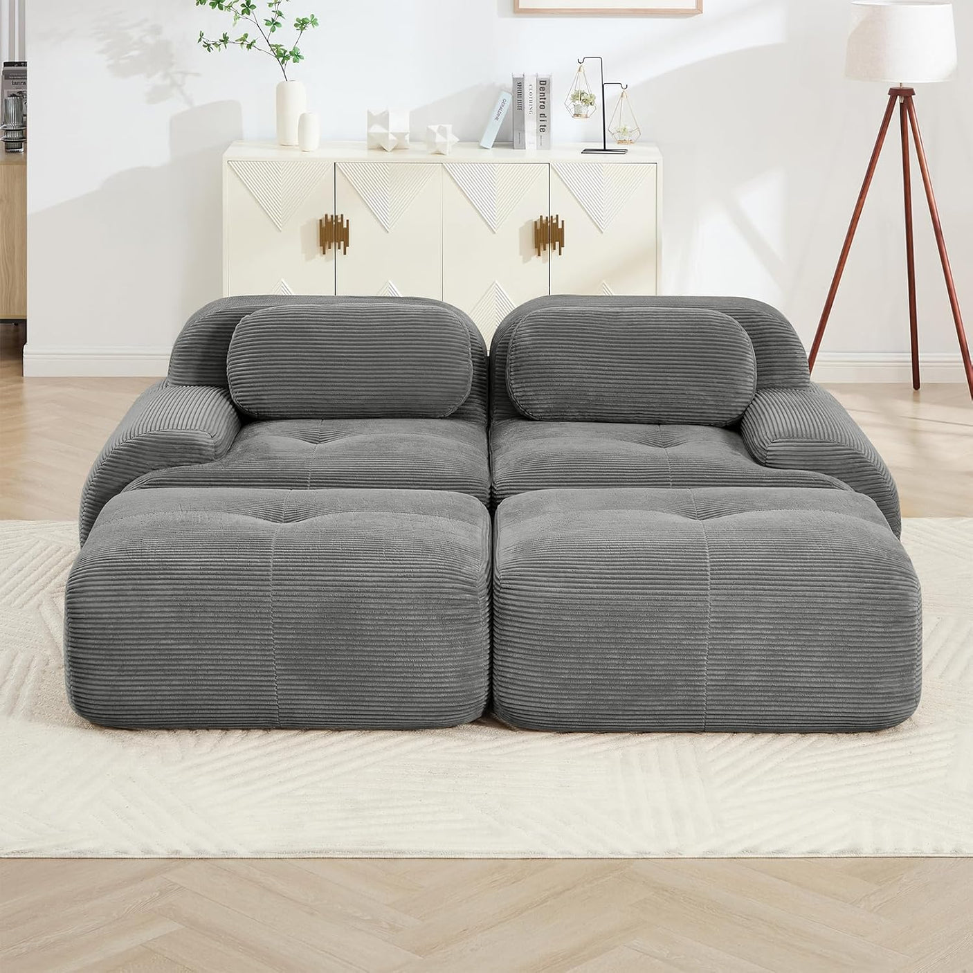 Corduroy Cloud Modular Sectional Sofa - No Assembly Required