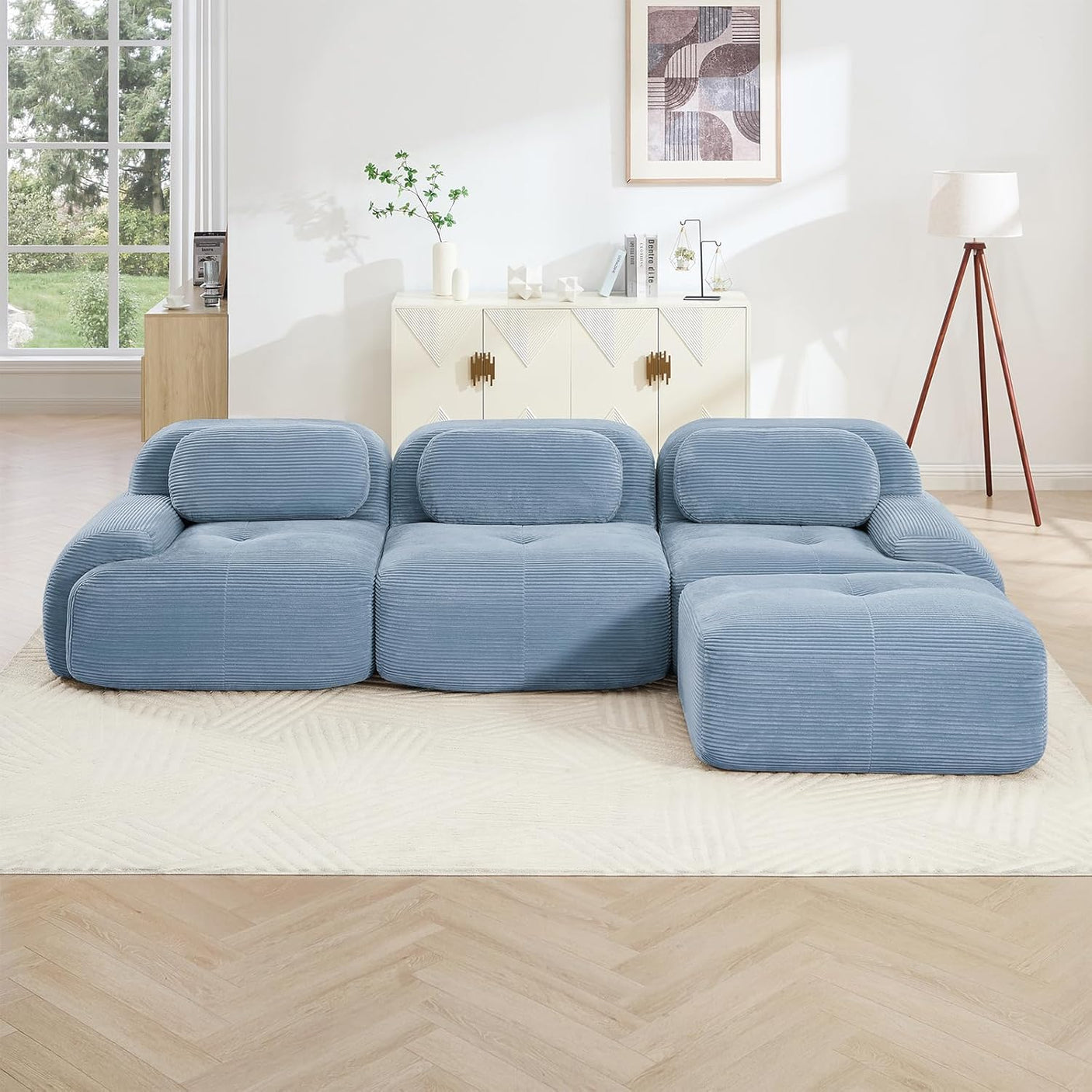 Corduroy Cloud Modular Sectional Sofa - No Assembly Required