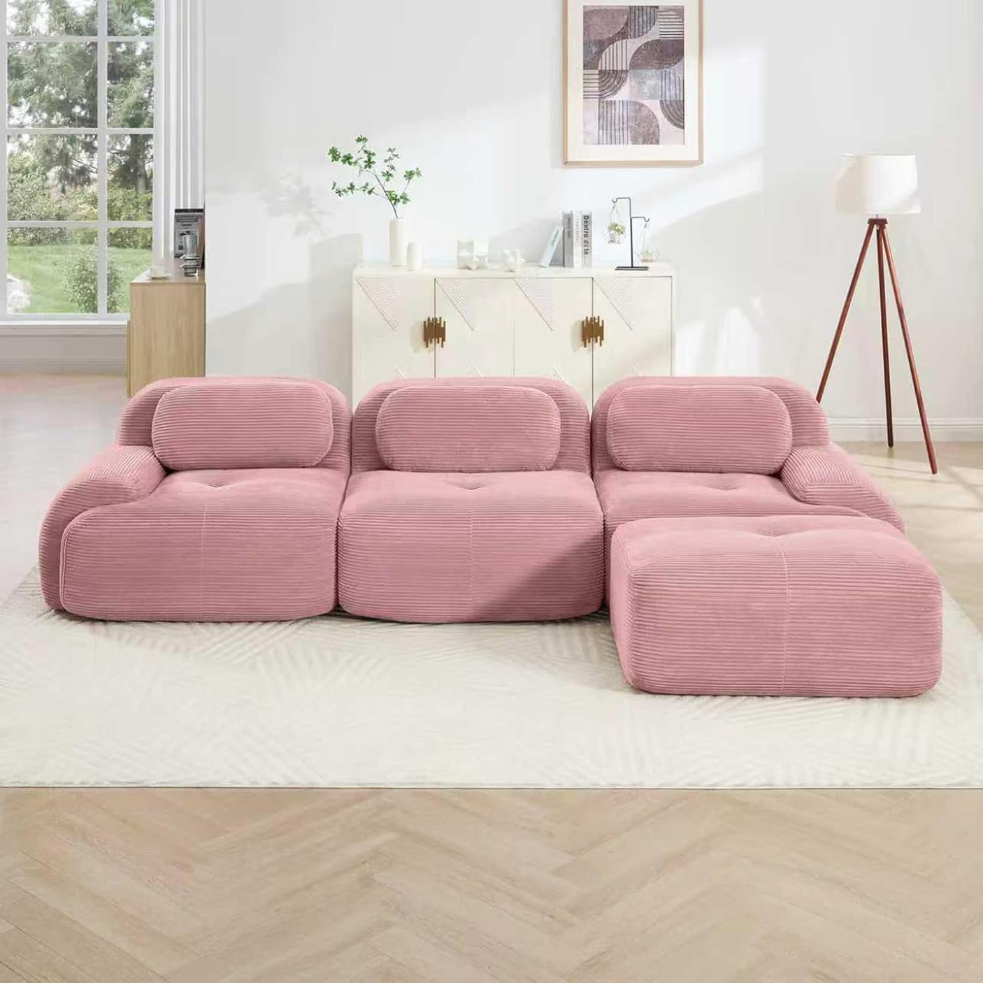 Corduroy Cloud Modular Sectional Sofa - No Assembly Required
