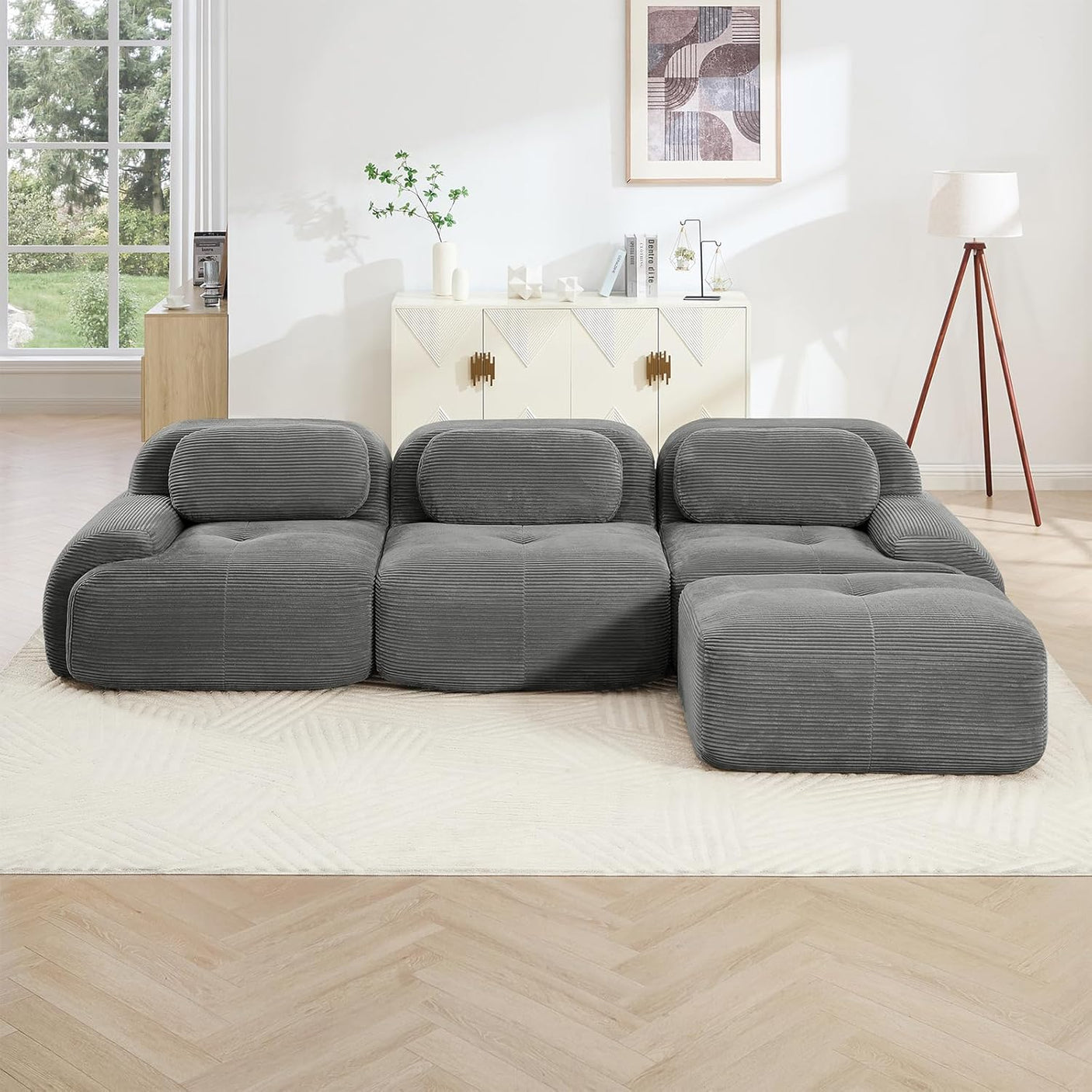 Corduroy Cloud Modular Sectional Sofa - No Assembly Required