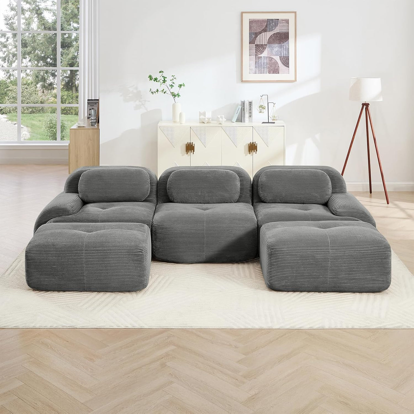 Corduroy Cloud Modular Sectional Sofa - No Assembly Required