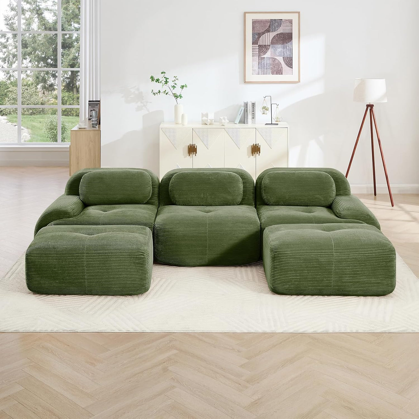 Corduroy Cloud Modular Sectional Sofa - No Assembly Required