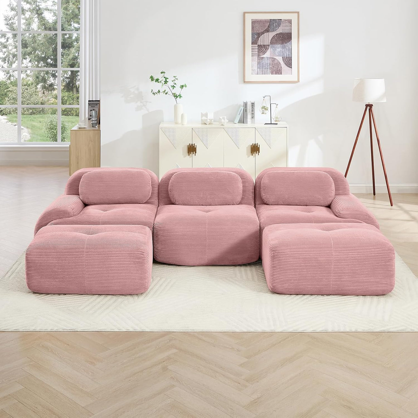 Corduroy Cloud Modular Sectional Sofa - No Assembly Required